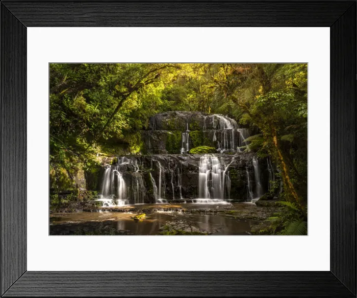 Framed Print : Purakaunui Falls in rainforest, The Catlins, Otago Region, South Island, New Zealand Framed Print : Purakaunui Falls in rainforest, The Catlins, Otago Region, South Island, New Zealand