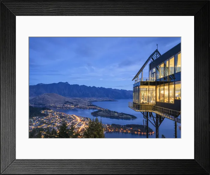 Framed Print : View of Queenstown from Skyline Queenstown bar and restaurant at dusk, Otago Region Framed Print : View of Queenstown from Skyline Queenstown bar and restaurant at dusk, Otago Region