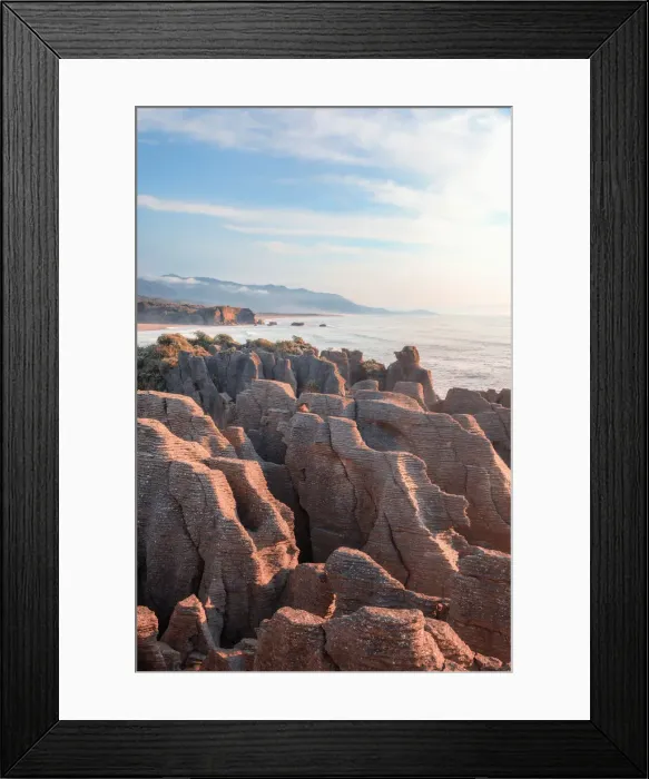 Framed Print : Rock formations called Pancake Roacks at Punakaiki along the southern island west coast
