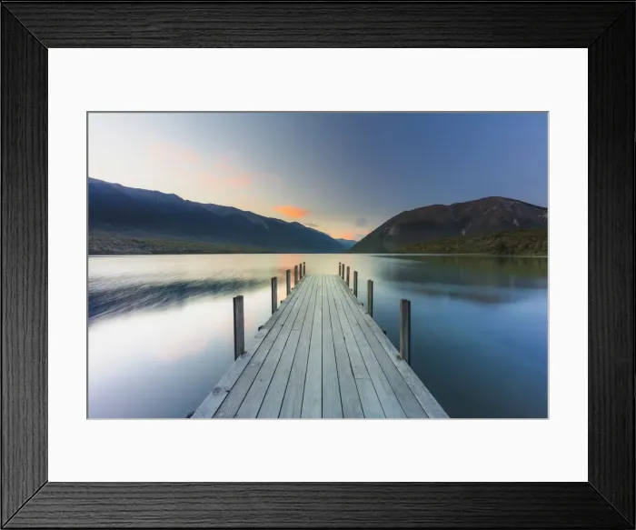 Framed Print : A woden jetty in the Rotoiti lake, Nelson lakes, Abel Tasman, South Island, New Zealand Framed Print : A woden jetty in the Rotoiti lake, Nelson lakes, Abel Tasman, South Island, New Zealand