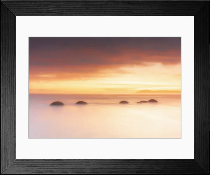 Framed Print : Moeraki Boulders rock formations by the sea at sunrise, Otago, New Zealand Framed Print : Moeraki Boulders rock formations by the sea at sunrise, Otago, New Zealand