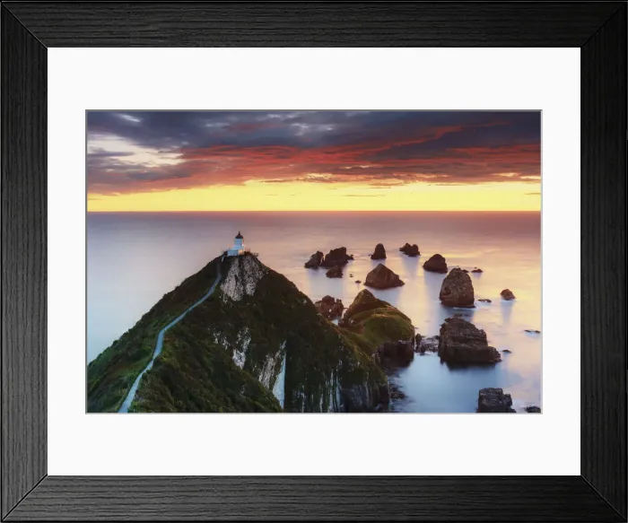 Framed Print : Elevated view of Nugget Point lighthouse in the Catlins national park, Otago Framed Print : Elevated view of Nugget Point lighthouse in the Catlins national park, Otago