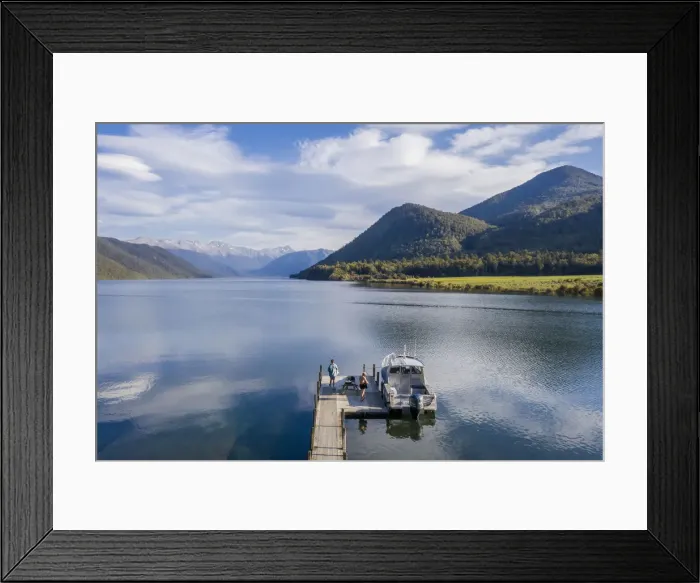 Framed Print : A little boat and a jetty in the Rotoroa lake, part of the Nelson lakes in New Zealand Framed Print : A little boat and a jetty in the Rotoroa lake, part of the Nelson lakes in New Zealand