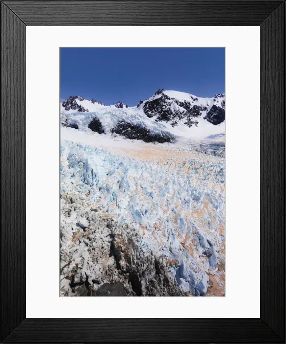 Framed Print : Aerial view from the helicopter of the Franz Joseph glacier, West Coast, South Island Framed Print : Aerial view from the helicopter of the Franz Joseph glacier, West Coast, South Island