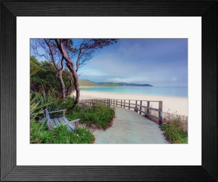 Framed Print : Awaroa Inlet along the Abel Tasman national park at sunrise, South Island, New Zealand