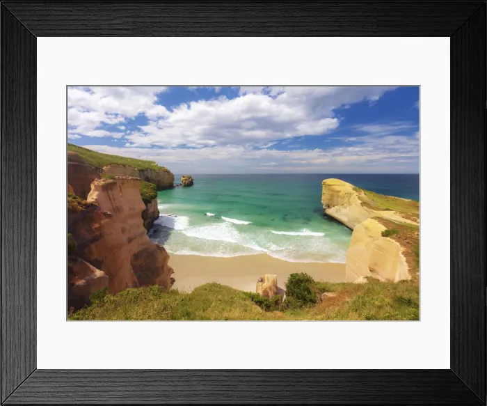 Framed Print : Elevated view of Tunnel Beach near Dunedin, Otago, New Zealand Framed Print : Elevated view of Tunnel Beach near Dunedin, Otago, New Zealand
