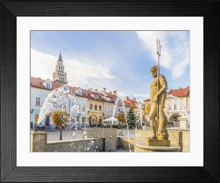 Framed Print : The Neptune statue in the Main Square in Bielsko Biala, Silesian Voivodeship, Poland Framed Print : The Neptune statue in the Main Square in Bielsko Biala, Silesian Voivodeship, Poland