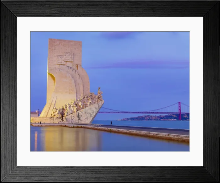 Framed Print : Portugal, Lisbon, Belem, Monument to the Discoveries (Padrao dos Descobrimentos) at dusk