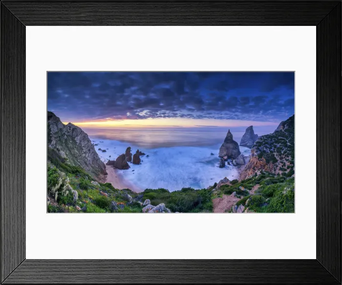 Framed Print : Sea Stacks at Sunset, Praia da Ursa, Colares, Sintra, Portugal Framed Print : Sea Stacks at Sunset, Praia da Ursa, Colares, Sintra, Portugal