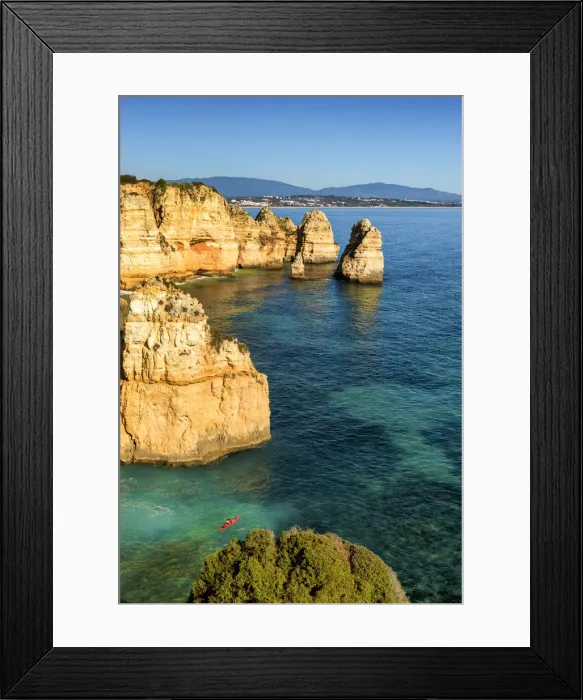 Framed Print : Kayaker along Coastline at Ponta da Piedade, Algarve, Portugal Framed Print : Kayaker along Coastline at Ponta da Piedade, Algarve, Portugal