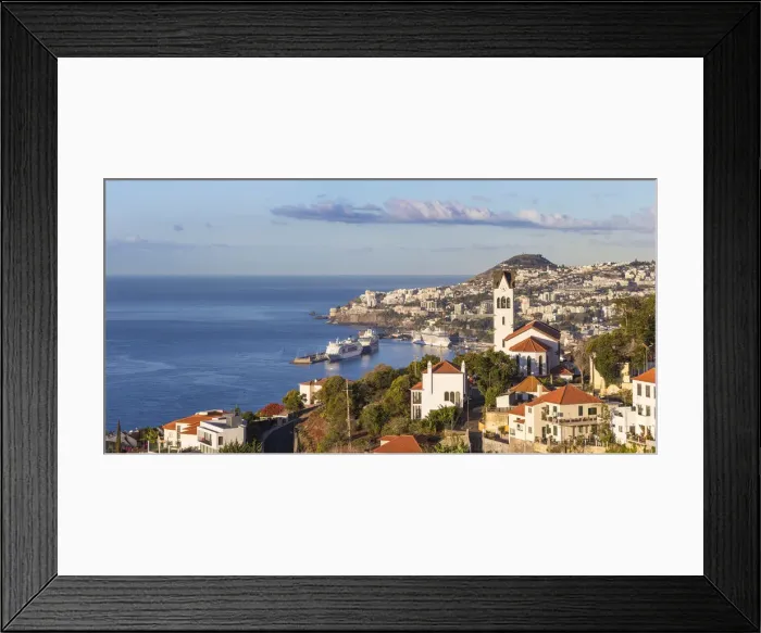 Framed Print : Portugal, Madeira, Funchal, View of Sao Goncalo Church overlooking Funchal harbour Framed Print : Portugal, Madeira, Funchal, View of Sao Goncalo Church overlooking Funchal harbour