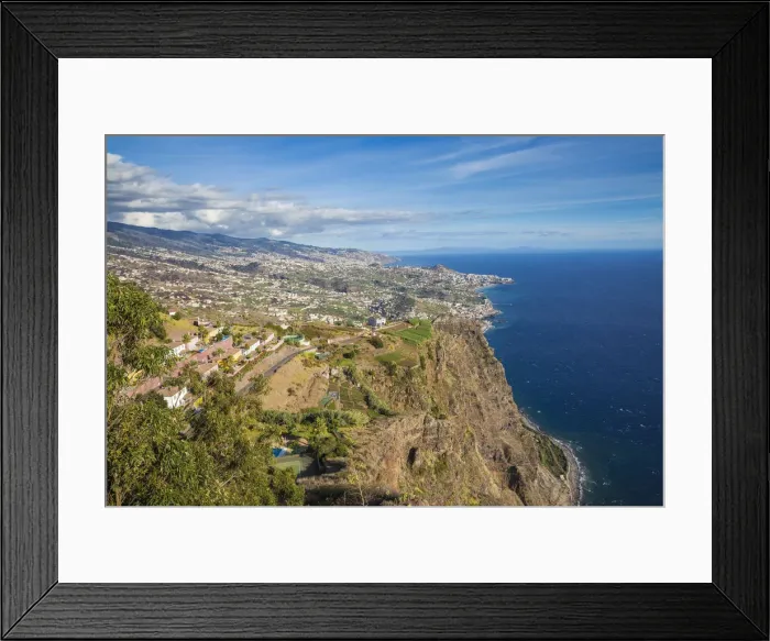 Framed Print : Portugal, Madeira, Funchal, View towards Funchal from Cabo Girao cliff top