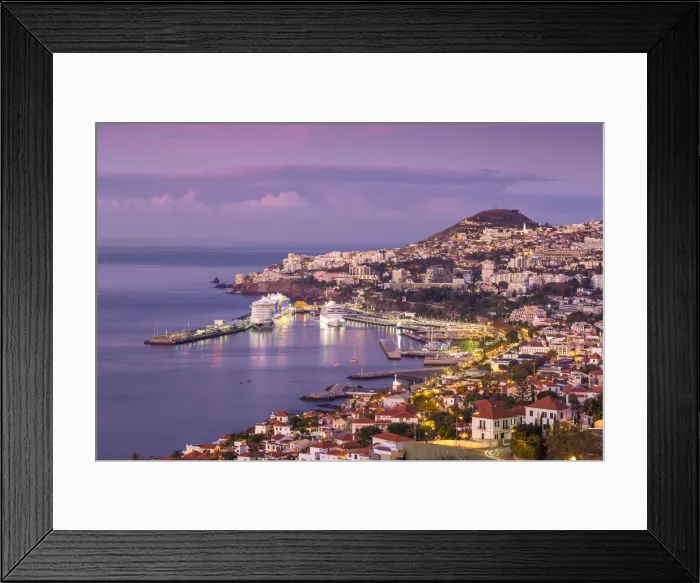 Framed Print : Portugal, Madeira, Funchal, View of Funchal harbour and town Framed Print : Portugal, Madeira, Funchal, View of Funchal harbour and town