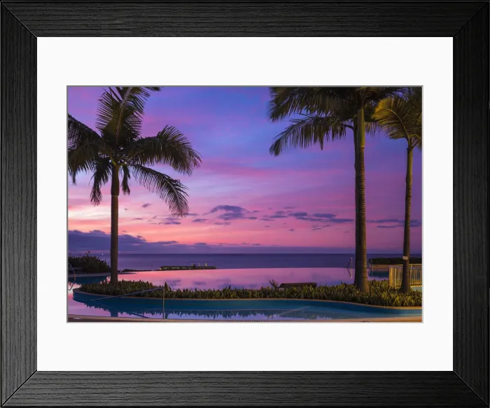Framed Print : Portugal, Madeira, Funchal, Sunrise reflecting in infinity pool at Pestana Casino Hotel