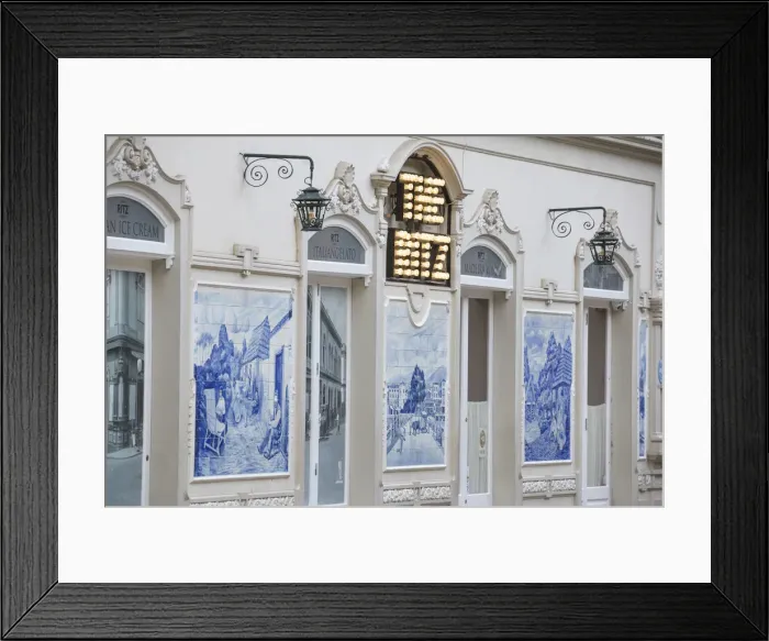 Framed Print : Portugal, Madeira, Funchal, Ritz cafe, Hand painted tiles portraying old Madeira scenes Framed Print : Portugal, Madeira, Funchal, Ritz cafe, Hand painted tiles portraying old Madeira scenes