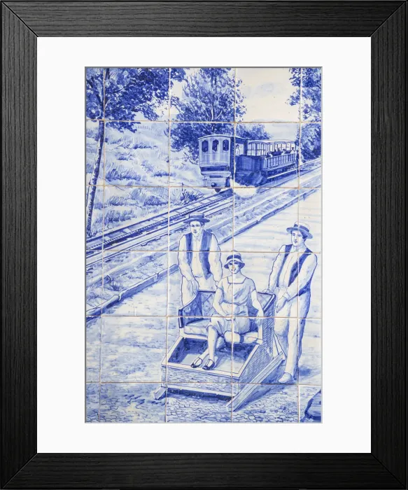 Framed Print : Portugal, Madeira, Funchal, Ritz cafe, Hand painted tiles portraying old Madeira scenes Framed Print : Portugal, Madeira, Funchal, Ritz cafe, Hand painted tiles portraying old Madeira scenes