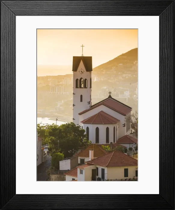 Framed Print : Portugal, Madeira, Funchal, View of Sao Goncalo Church overlooking Funchal harbour Framed Print : Portugal, Madeira, Funchal, View of Sao Goncalo Church overlooking Funchal harbour