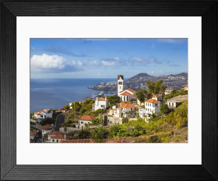 Framed Print : Portugal, Madeira, Funchal, View of Sao Goncalo Church overlooking Funchal harbour Framed Print : Portugal, Madeira, Funchal, View of Sao Goncalo Church overlooking Funchal harbour