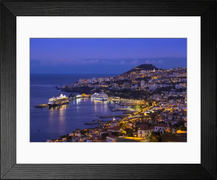 Framed Print : Portugal, Madeira, Funchal, View of Funchal harbour and town Framed Print : Portugal, Madeira, Funchal, View of Funchal harbour and town