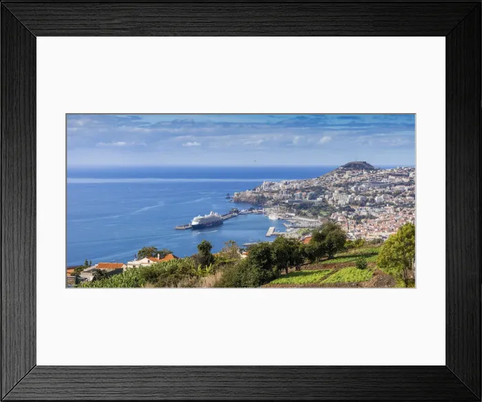 Framed Print : Portugal, Madeira, Funchal, View of Funchal harbour and town Framed Print : Portugal, Madeira, Funchal, View of Funchal harbour and town