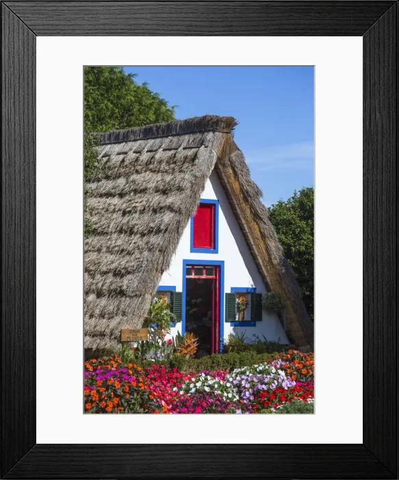 Framed Print : Portugal, Madeira, Santana, Traditional hous with steep, triangular-shaped thatched roof Framed Print : Portugal, Madeira, Santana, Traditional hous with steep, triangular-shaped thatched roof