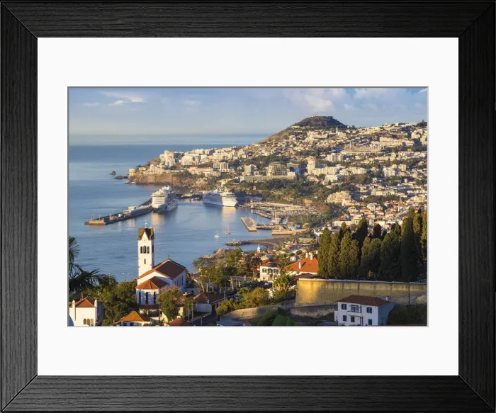 Framed Print : Portugal, Madeira, Funchal, View of Sao Goncalo Church overlooking Funchal harbour Framed Print : Portugal, Madeira, Funchal, View of Sao Goncalo Church overlooking Funchal harbour