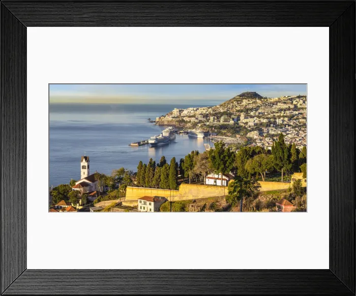 Framed Print : Portugal, Madeira, Funchal, View of Sao Goncalo Church overlooking Funchal harbour Framed Print : Portugal, Madeira, Funchal, View of Sao Goncalo Church overlooking Funchal harbour