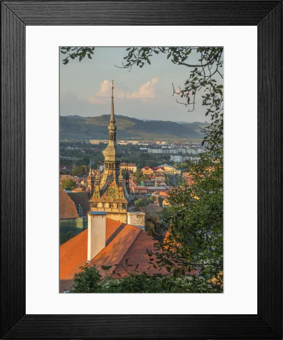 Framed Print : View from St. Nicolaes church at Sighisoara, Unesco World Heritage Site, Transylvania, Romania Framed Print : View from St. Nicolaes church at Sighisoara, Unesco World Heritage Site, Transylvania, Romania