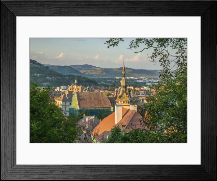 Framed Print : View from St. Nicolaes church at Sighisoara, Unesco World Heritage Site, Transylvania, Romania Framed Print : View from St. Nicolaes church at Sighisoara, Unesco World Heritage Site, Transylvania, Romania