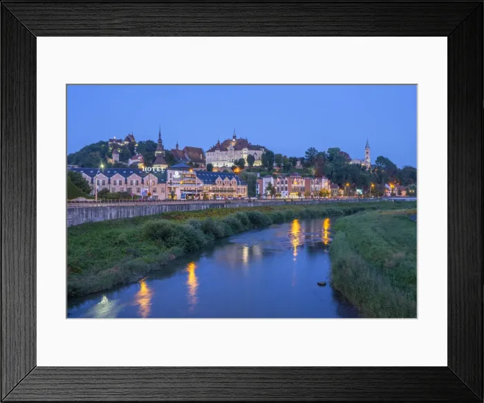 Framed Print : Tarnava Vare river with the old town of Sighisoara at dawn, Unesco World Heritage Site, Transylvania, Romania Framed Print : Tarnava Vare river with the old town of Sighisoara at dawn, Unesco World Heritage Site, Transylvania, Romania