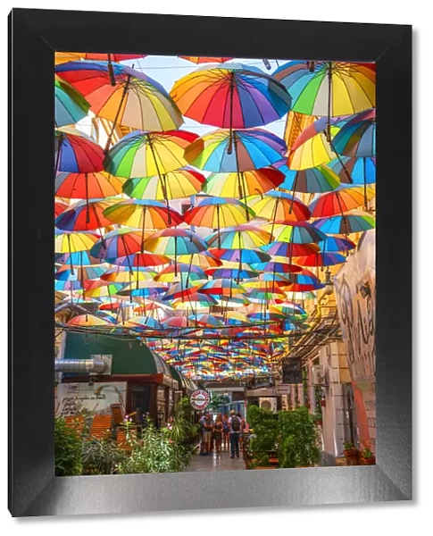 Restaurant with umbrellas, Bucharest, Walachia, Romania