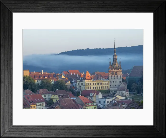 Framed Print : View at the old town of Sighisoara at dusk, Unesco World Heritage Site, Transylvania, Romania Framed Print : View at the old town of Sighisoara at dusk, Unesco World Heritage Site, Transylvania, Romania