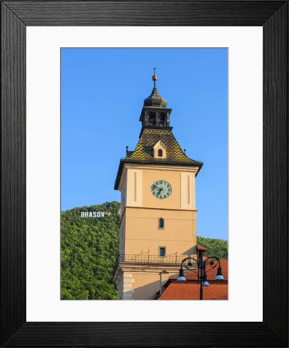 Framed Print : Former council house clock tower, Brasov, Transylvania, Romania Framed Print : Former council house clock tower, Brasov, Transylvania, Romania