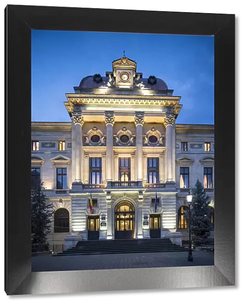 National Bank of Romania at Night, Old Town Quarter of Lipscani, Bucharest, Romania