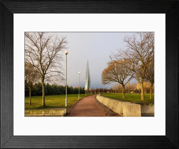Framed Print : View towards Lakhta Center through the park of Saint Petersburg 300 anniversary Framed Print : View towards Lakhta Center through the park of Saint Petersburg 300 anniversary