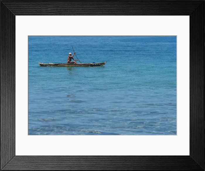 Framed Print : Africa, SA£o Toma and Principe. Fisherman in traditional dugout canoe Framed Print : Africa, SA£o Toma and Principe. Fisherman in traditional dugout canoe