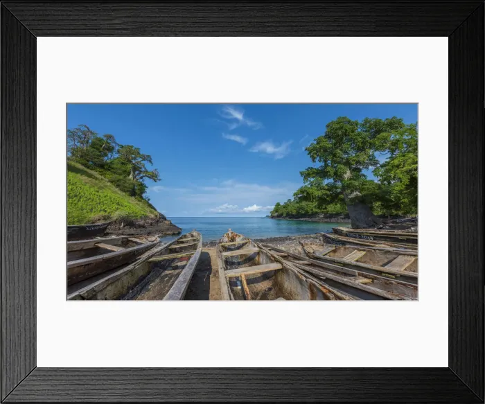 Framed Print : Africa, SA£o Toma and Principe. The beautiful beach of Lagoa Azul in Sao Toma