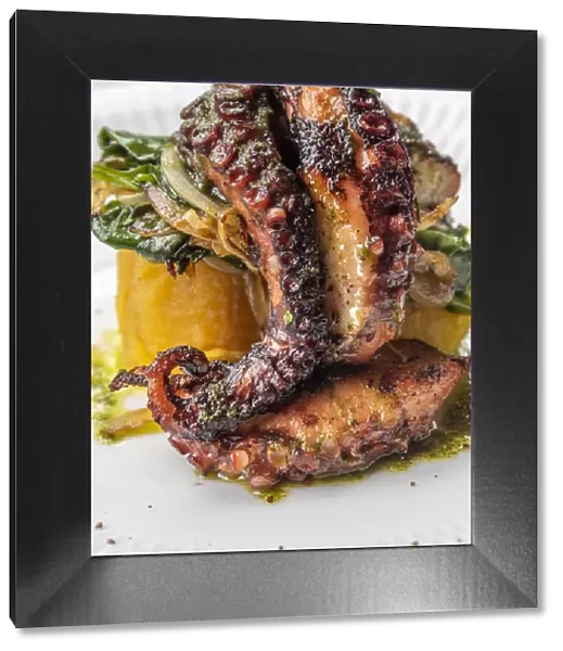 Africa, SA£o Toma and Principe. Delicious Octopus served with vegetables in Roca Sundy