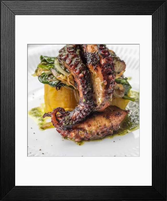 Framed Print : Africa, SA£o Toma and Principe. Delicious Octopus served with vegetables in Roca Sundy Framed Print : Africa, SA£o Toma and Principe. Delicious Octopus served with vegetables in Roca Sundy