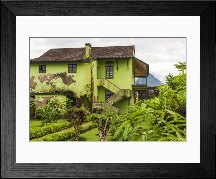 Framed Print : Africa, Sao Tome and Principe. Typical building with garden in Framed Print : Africa, Sao Tome and Principe. Typical building with garden in