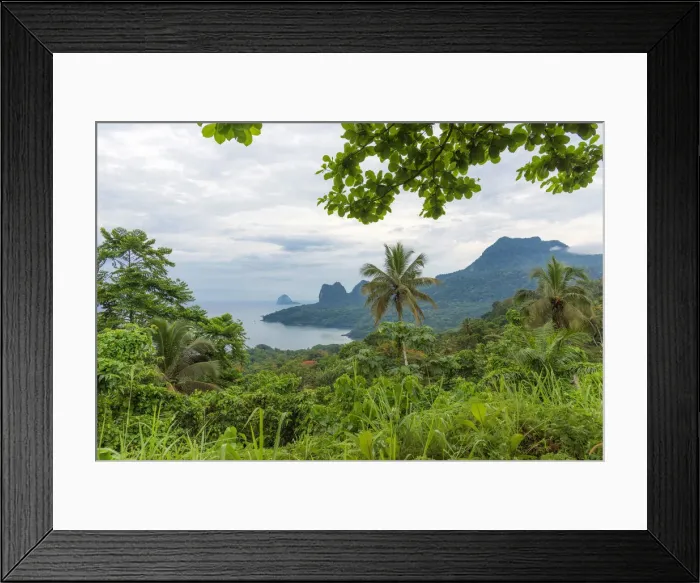 Framed Print : Africa, SA£o Toma and Principe. View over the coast of Principe and its mountains Framed Print : Africa, SA£o Toma and Principe. View over the coast of Principe and its mountains