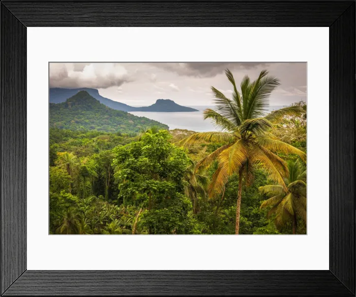 Framed Print : Africa, Sa Tome and Principe. View over the coast of Principe and its mountains Framed Print : Africa, Sa Tome and Principe. View over the coast of Principe and its mountains