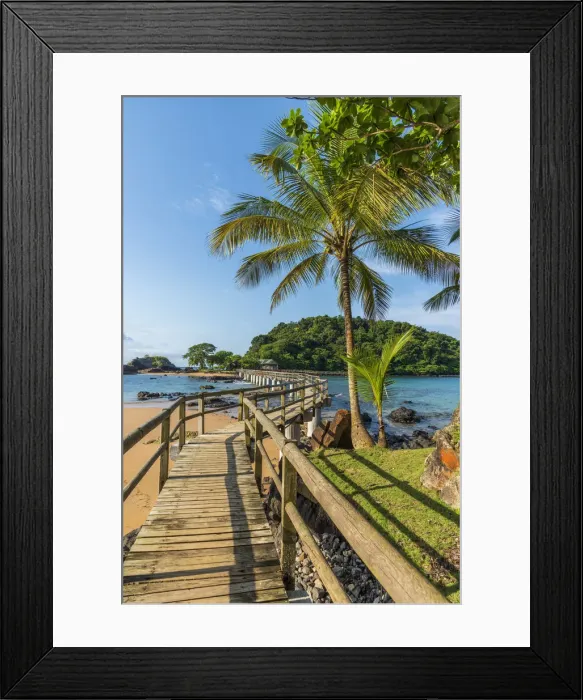 Framed Print : Africa, SA£o Toma and Principe. Beautiful Bombom Resort on Principe Island with Framed Print : Africa, SA£o Toma and Principe. Beautiful Bombom Resort on Principe Island with