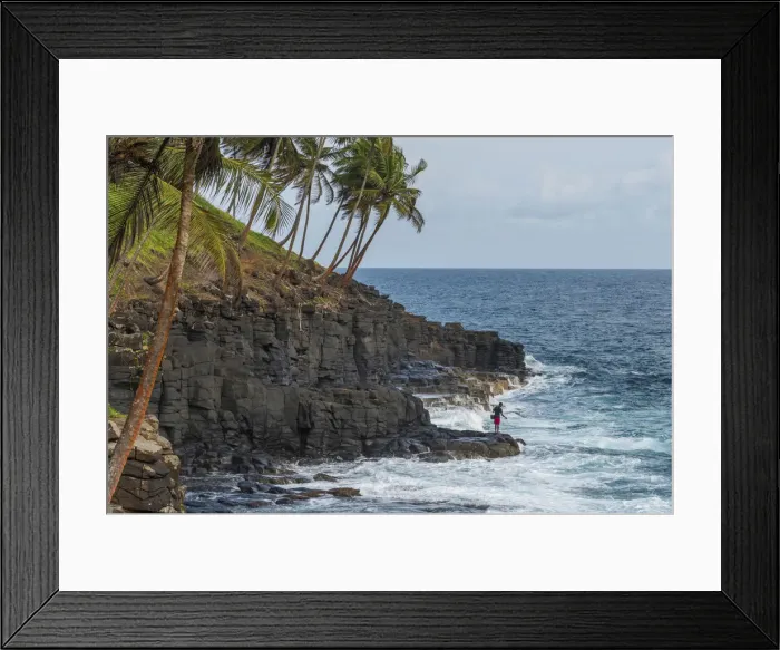 Framed Print : Africa, SA£o Toma and Principe. Fisherman on the rocks of Boca do Inferno Framed Print : Africa, SA£o Toma and Principe. Fisherman on the rocks of Boca do Inferno