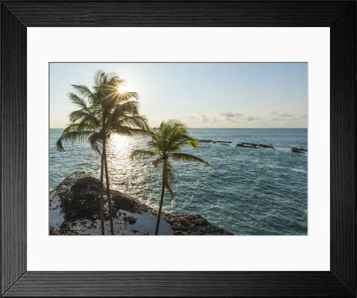 Framed Print : Africa, SA£o Toma and Principe. Seascape with palm trees near to Praia Jala on Sao Framed Print : Africa, SA£o Toma and Principe. Seascape with palm trees near to Praia Jala on Sao