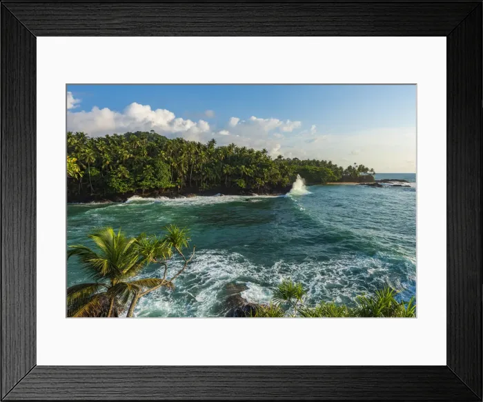Framed Print : Africa, SA£o Toma and Principe. View over the coast towards Praia Piscina Framed Print : Africa, SA£o Toma and Principe. View over the coast towards Praia Piscina