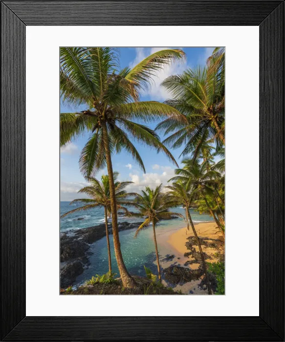Framed Print : Africa, Sao Tome and Principe. View towards beautiful Praia Piscina in Framed Print : Africa, Sao Tome and Principe. View towards beautiful Praia Piscina in