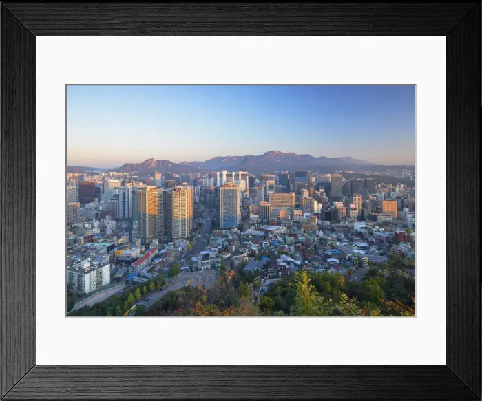 Framed Print : View of Seoul at sunrise, South Korea Framed Print : View of Seoul at sunrise, South Korea