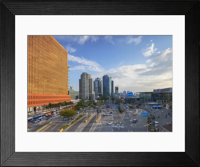 Framed Print : Skyscrapers and traffic outisde Seoul Station, Seoul, South Korea Framed Print : Skyscrapers and traffic outisde Seoul Station, Seoul, South Korea