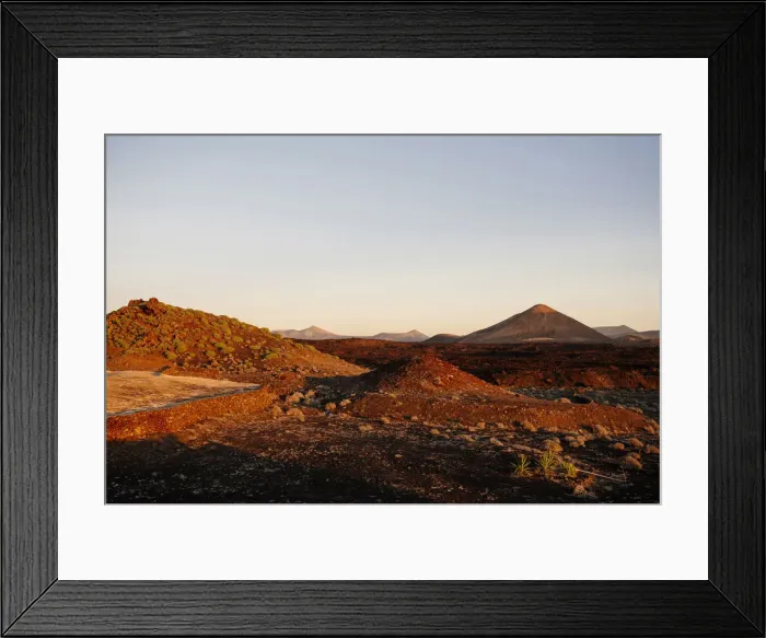 Framed Print : Volcanic landscape at sunset, Timanfaya, Lanzarote, Canary Islands. Spain Framed Print : Volcanic landscape at sunset, Timanfaya, Lanzarote, Canary Islands. Spain